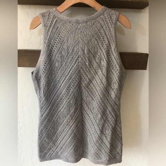 WHBM|Gray Silver thread Knit VEST, size medium, NWT•••Sleeveless sweater tank - Picture 6 of 16